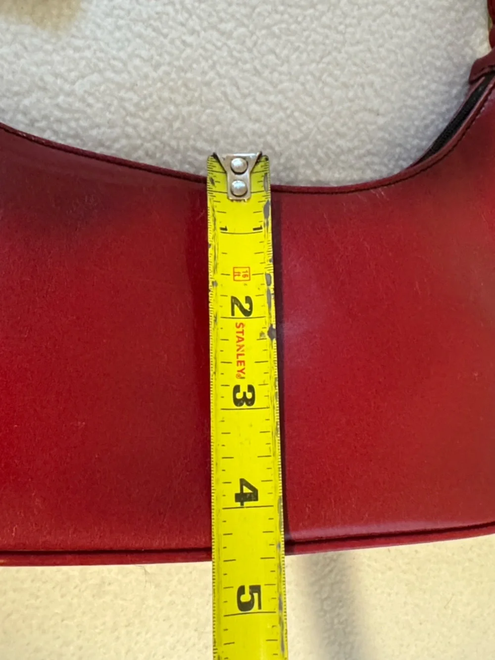 Brahmin Vintage Red Leather Baguette Shoulder Bag Y2K Minimalist Mini Hobo